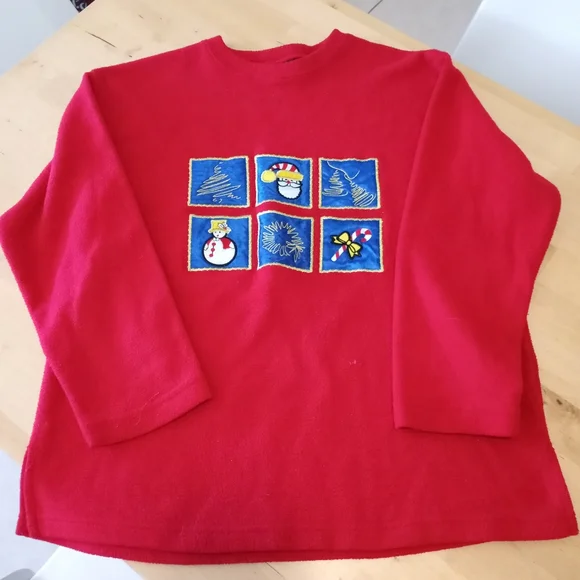 Ugly Christmas Fleece Pullover sweatshirts Sz M Petite - Picture 2 of 7